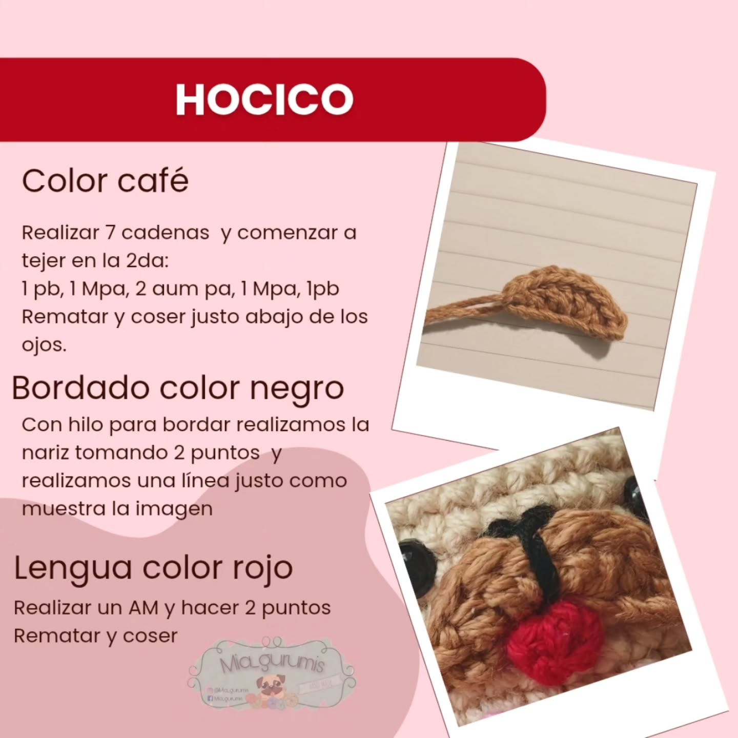 Patrón gratuito Llavero Pug amigurumi beige con corazón rosa, diseño Mia_gurumis