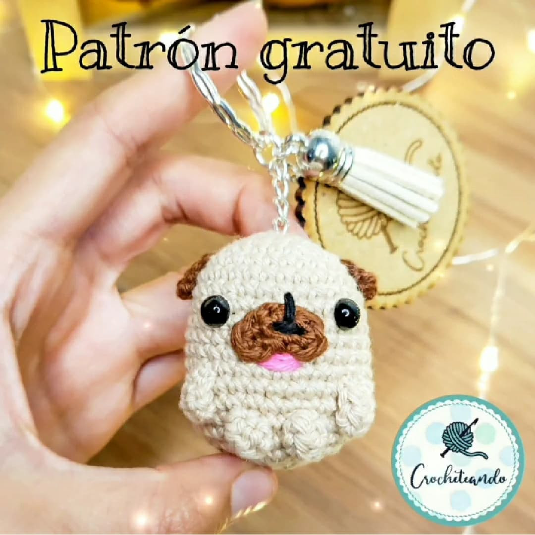 Patrón gratuito Llavero Pug: Guía paso a paso para cuerpo, orejas y patas