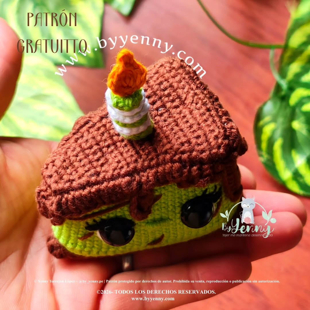 Patrón Gratuito Menty: Amigurumi Pastel de Cumpleaños con Cara Tierna y Vela por ByYenny