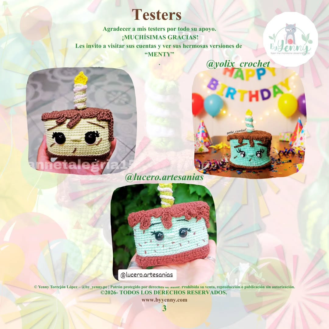 Patrón Gratuito Menty: Amigurumi Pastel de Cumpleaños con Cara Tierna y Vela por ByYenny