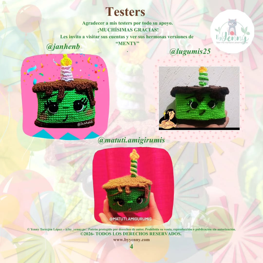 Patrón Gratuito Menty: Amigurumi Pastel de Cumpleaños con Cara Tierna y Vela por ByYenny