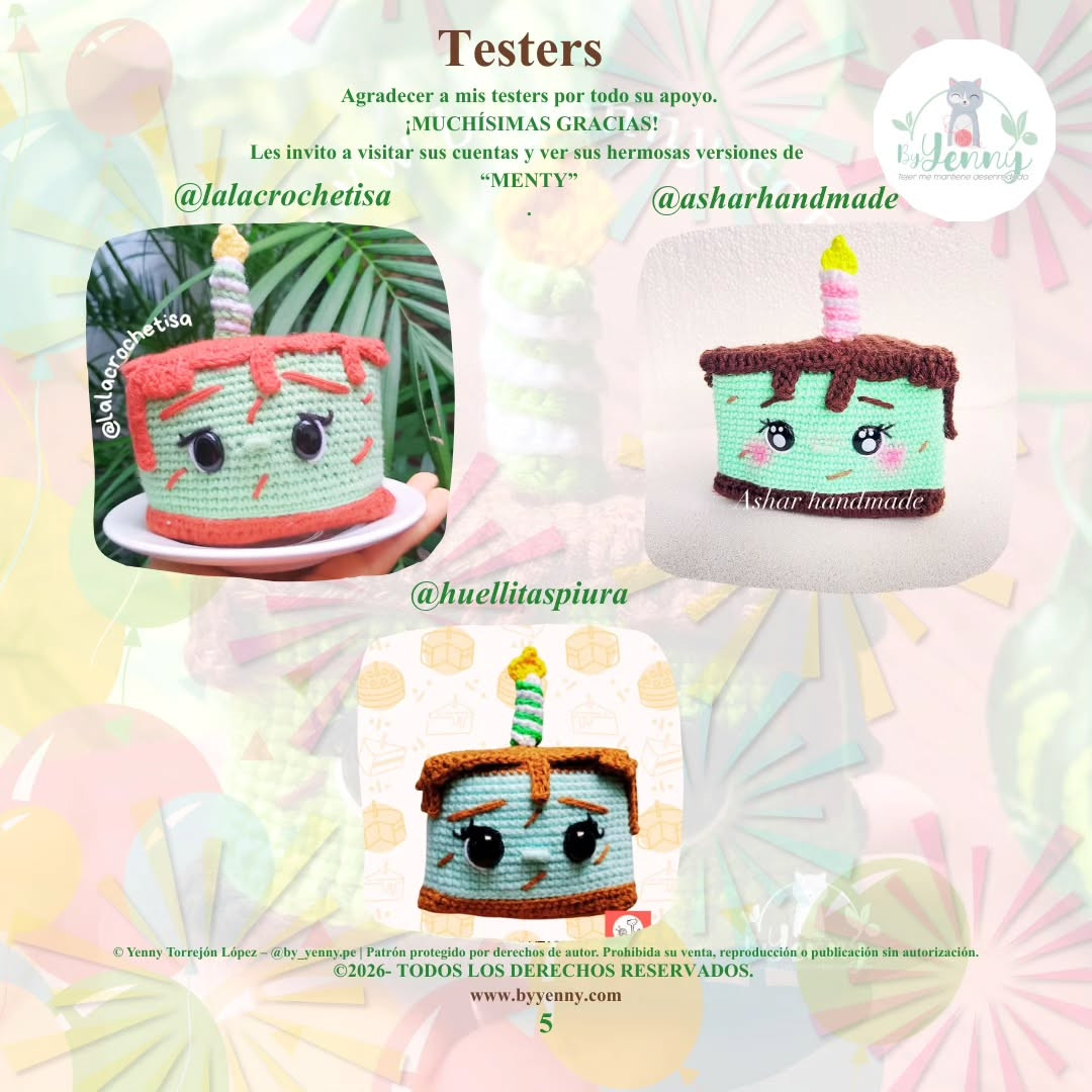 Patrón Gratuito Menty: Amigurumi Pastel de Cumpleaños con Cara Tierna y Vela por ByYenny