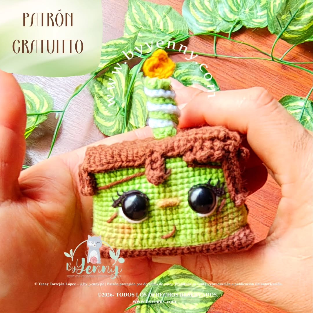 Patrón Gratuito Menty: Amigurumi Pastel de Cumpleaños con Cara Tierna y Vela por ByYenny