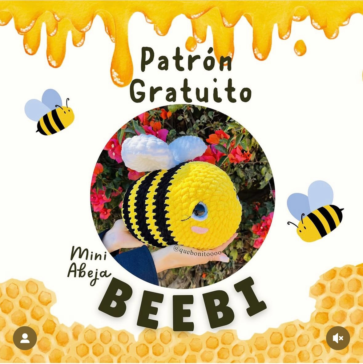 Patrón Gratuito Mini Abeja Beebi Amigurumi - Ganchillo