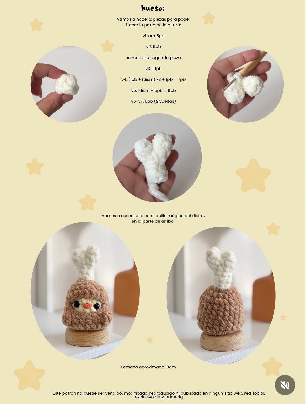 Patrón Gratuito: Mini Pollo con Disfraz de Pierna de Pollo - Amigurumi Crochet Tutorial