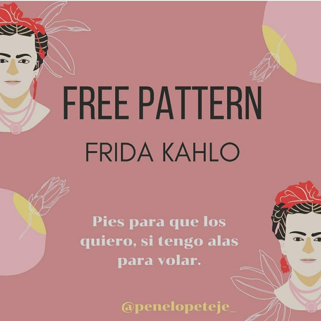 Patrón gratuito para amigurumi Frida Kahlo con flores y ceja unida