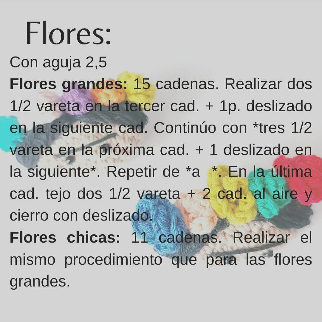 Patrón gratuito para amigurumi Frida Kahlo con flores y ceja unida