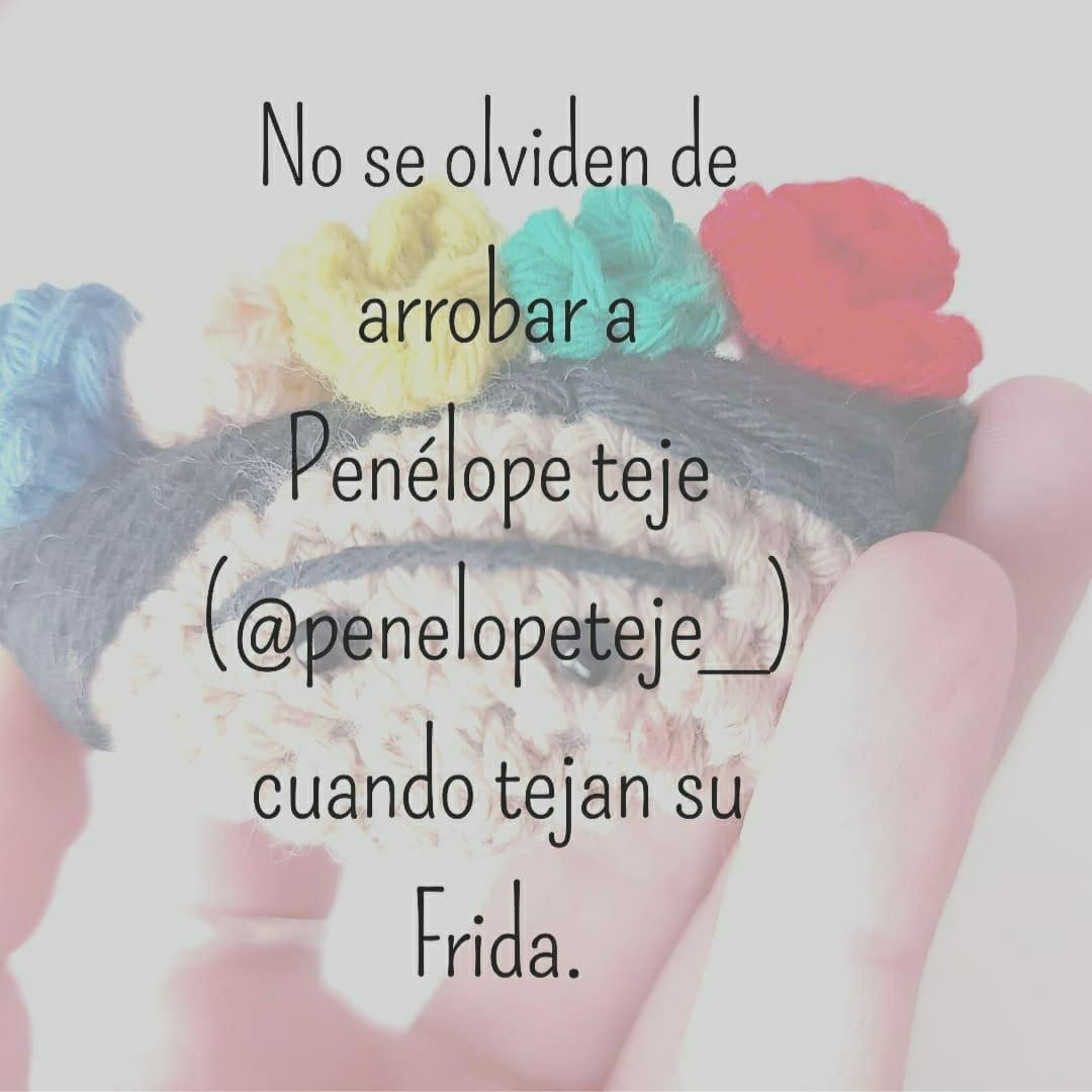 Patrón gratuito para amigurumi Frida Kahlo con flores y ceja unida