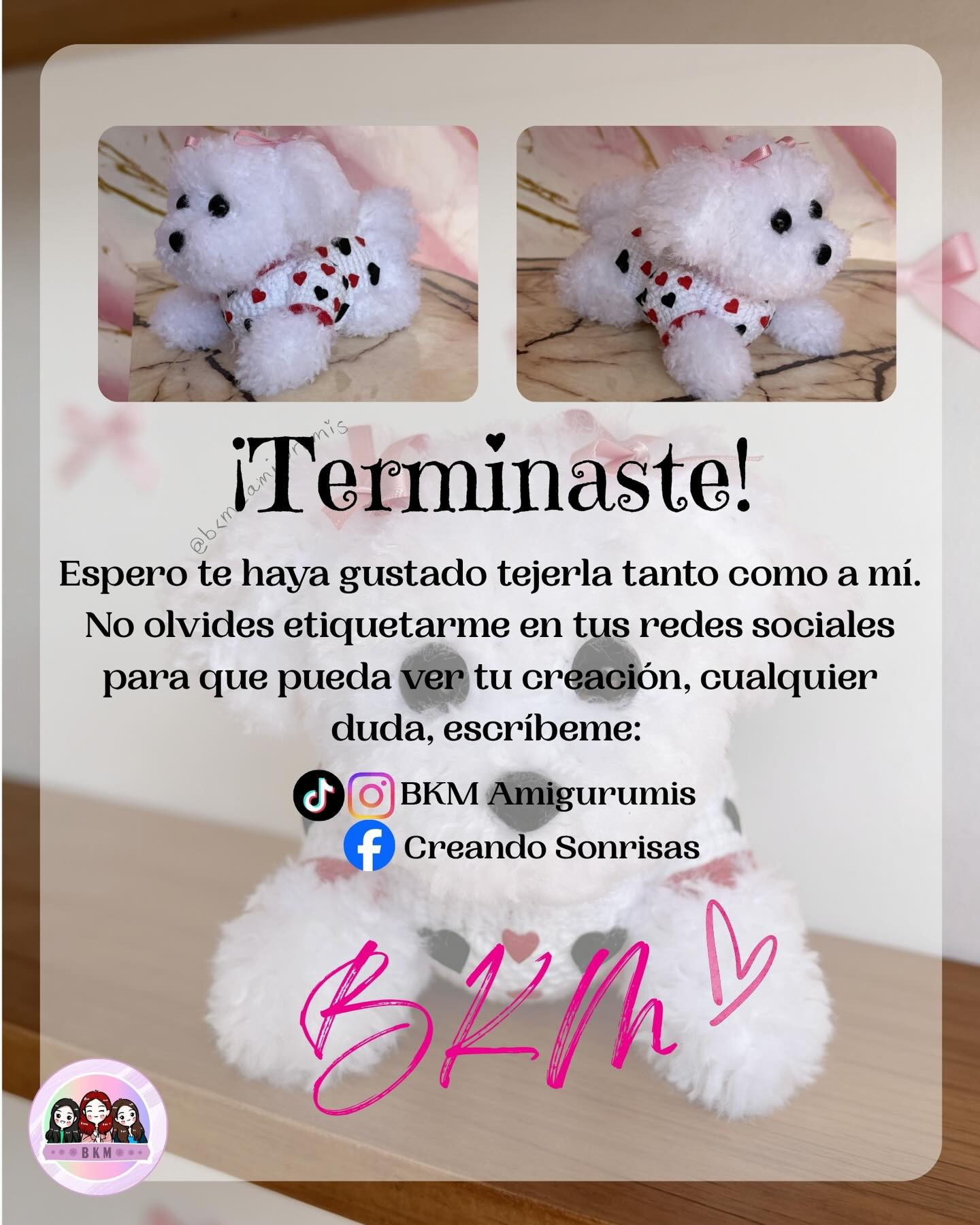 Patrón gratuito Perrita Maltés Amigurumi, guía de materiales y abreviaturas para crochet