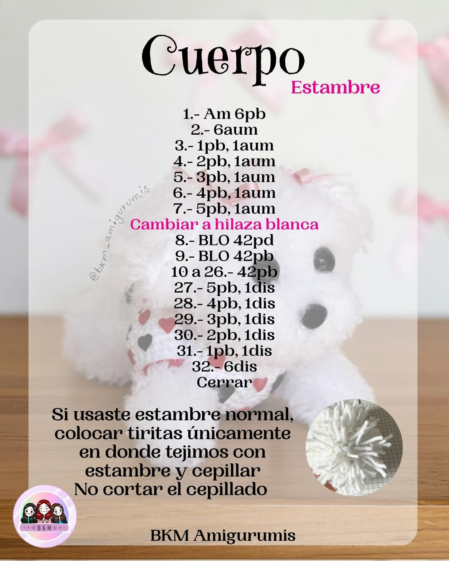 Patrón gratuito Perrita Maltés Amigurumi, guía de materiales y abreviaturas para crochet