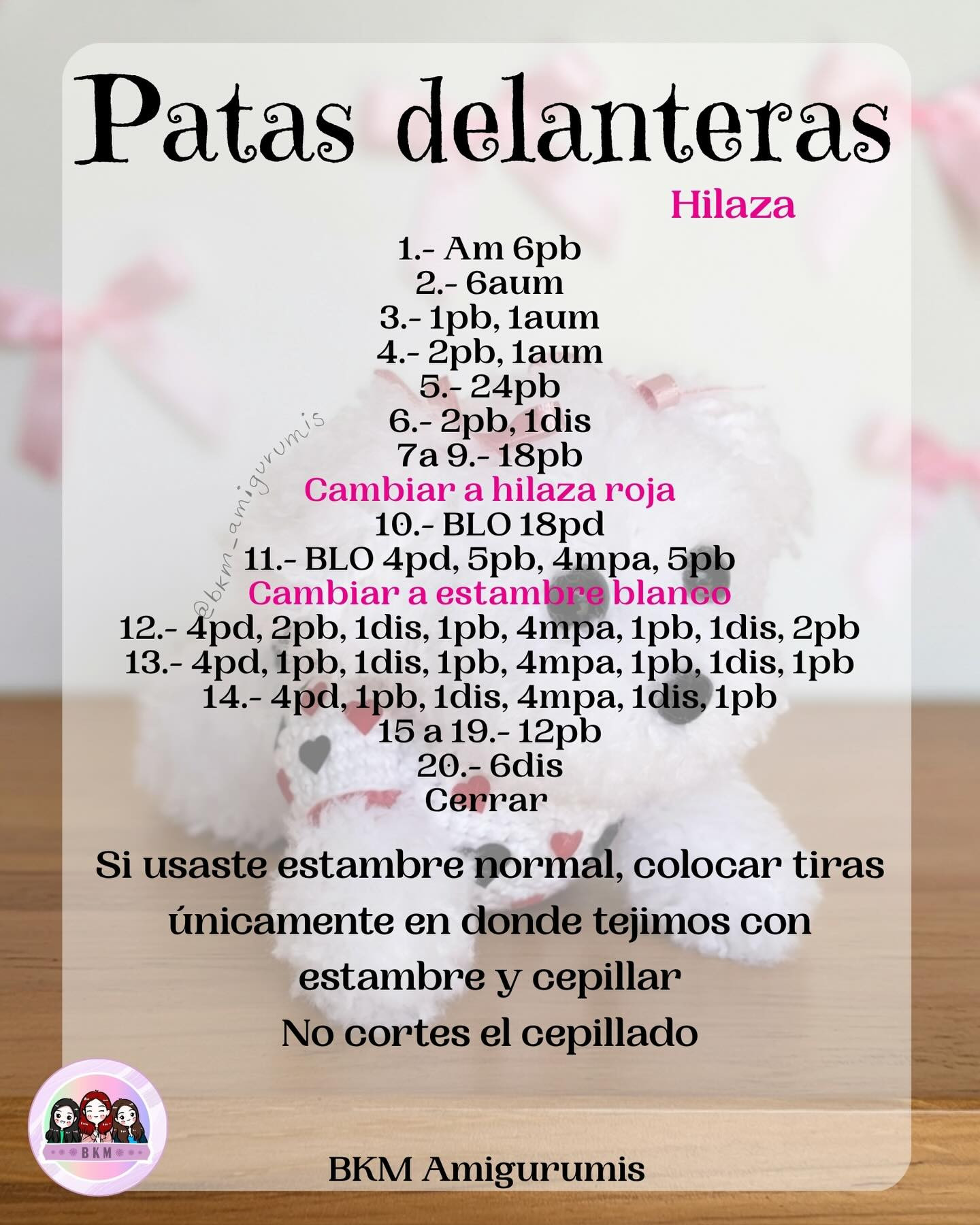 Patrón gratuito Perrita Maltés Amigurumi, guía de materiales y abreviaturas para crochet