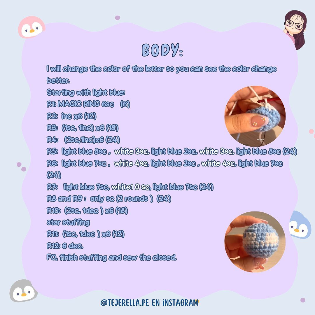 Patrón Gratuito Pingüinito: Tutorial Móc Len Búp bê Chim cánh cụt Mini Màu Xanh và Hồng