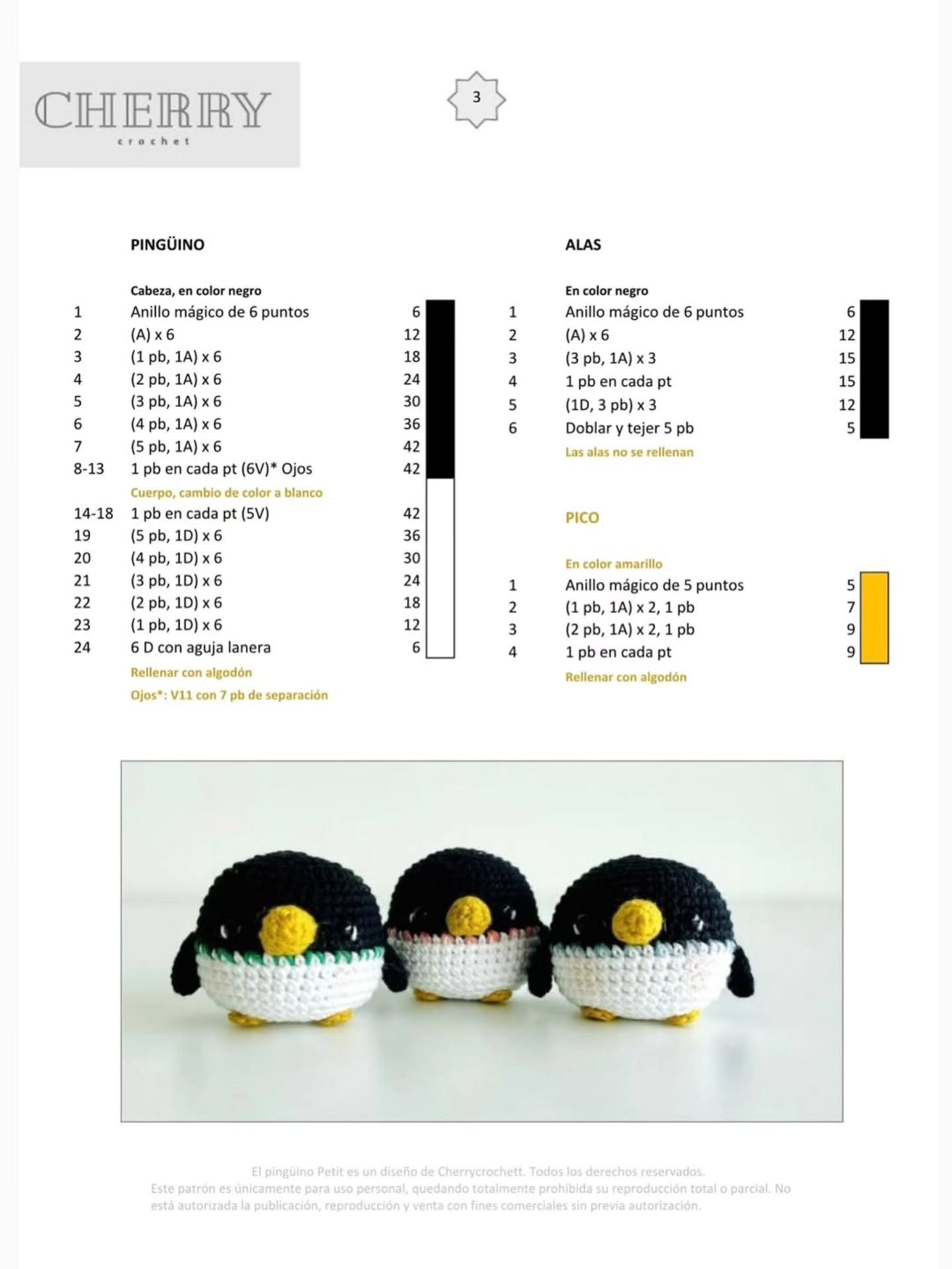 Patrón gratuito Pingüino Petit de Cherrycrochet