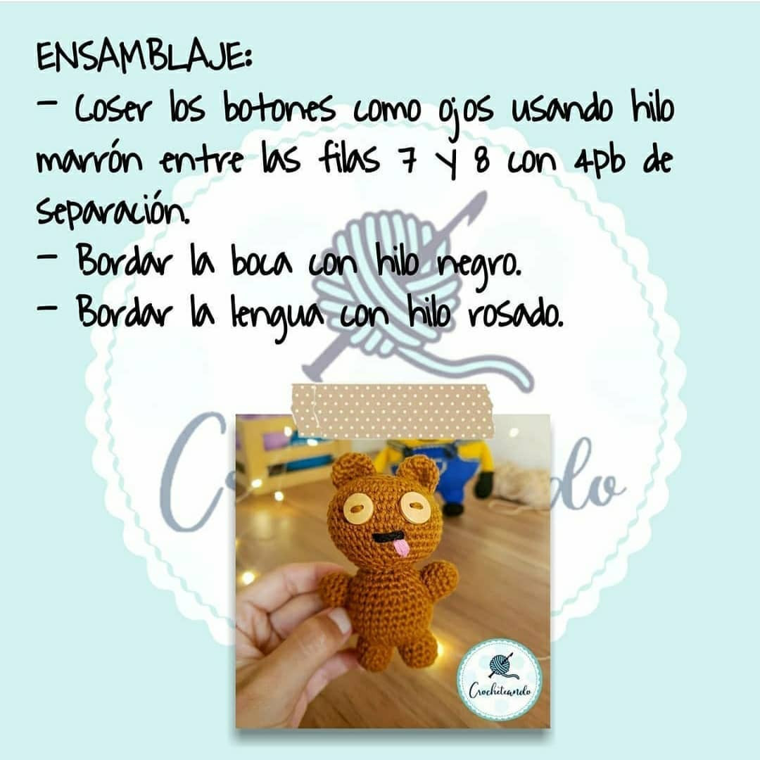 Patrón gratuito Tim: Amigurumi gấu bông màu nâu cầm tay, hướng dẫn chi tiết từng bước móc len