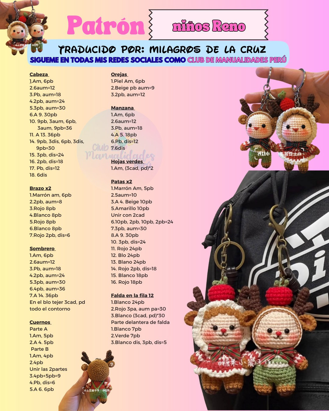 Patrón Niños Reno Amigurumi Keychains - Cute Crochet Reindeer Pattern Tutorial