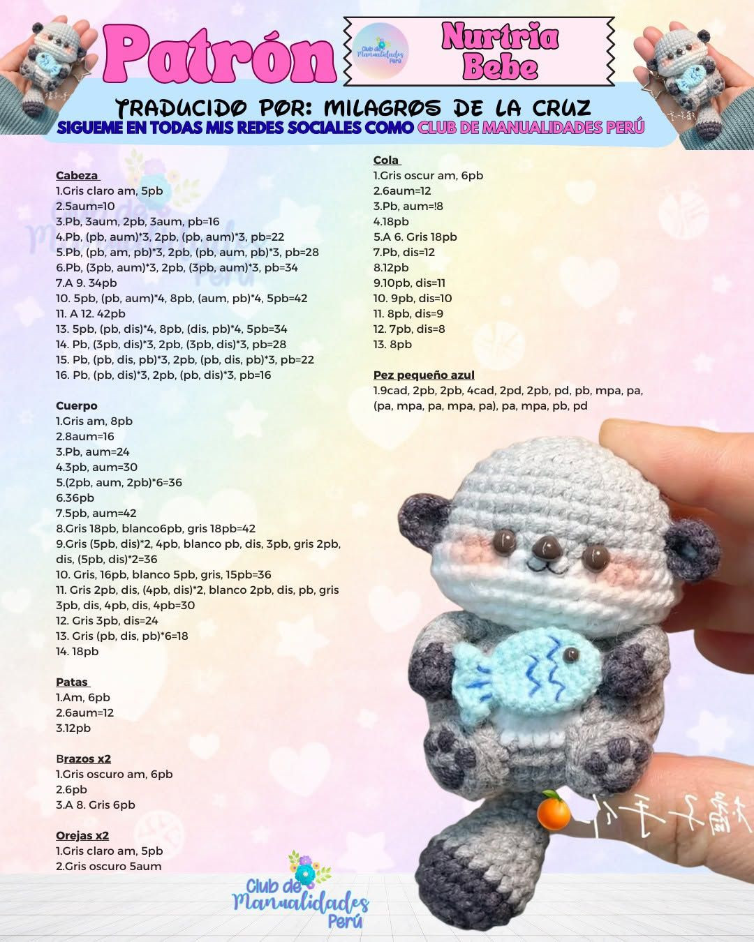 Patrón Nutria Bebe: Amigurumi Otter Baby Crochet Pattern