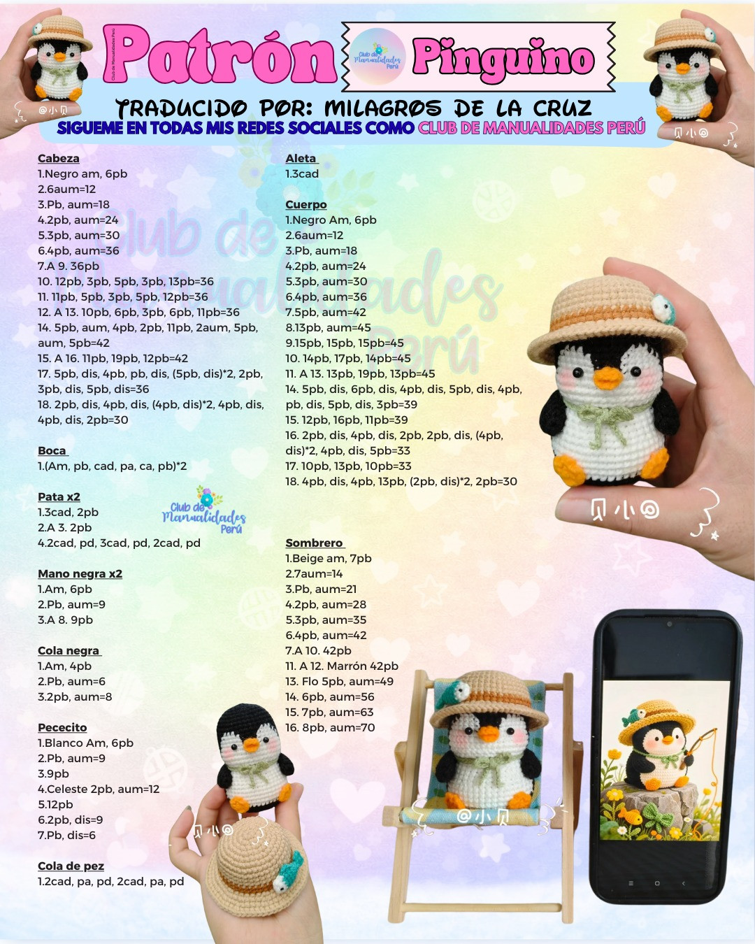 Patrón Pinguino Amigurumi: Guía paso a paso para tejer pingüino kawaii con sombrero