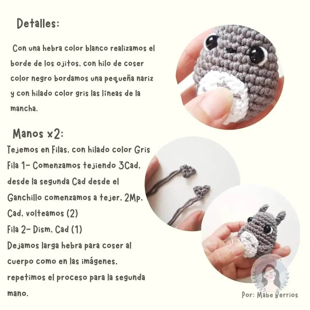 Patrón Totoro Amigurumi Gratuito: Guía de Crochet Paso a Paso con Hilado Gris, Blanco y Verde