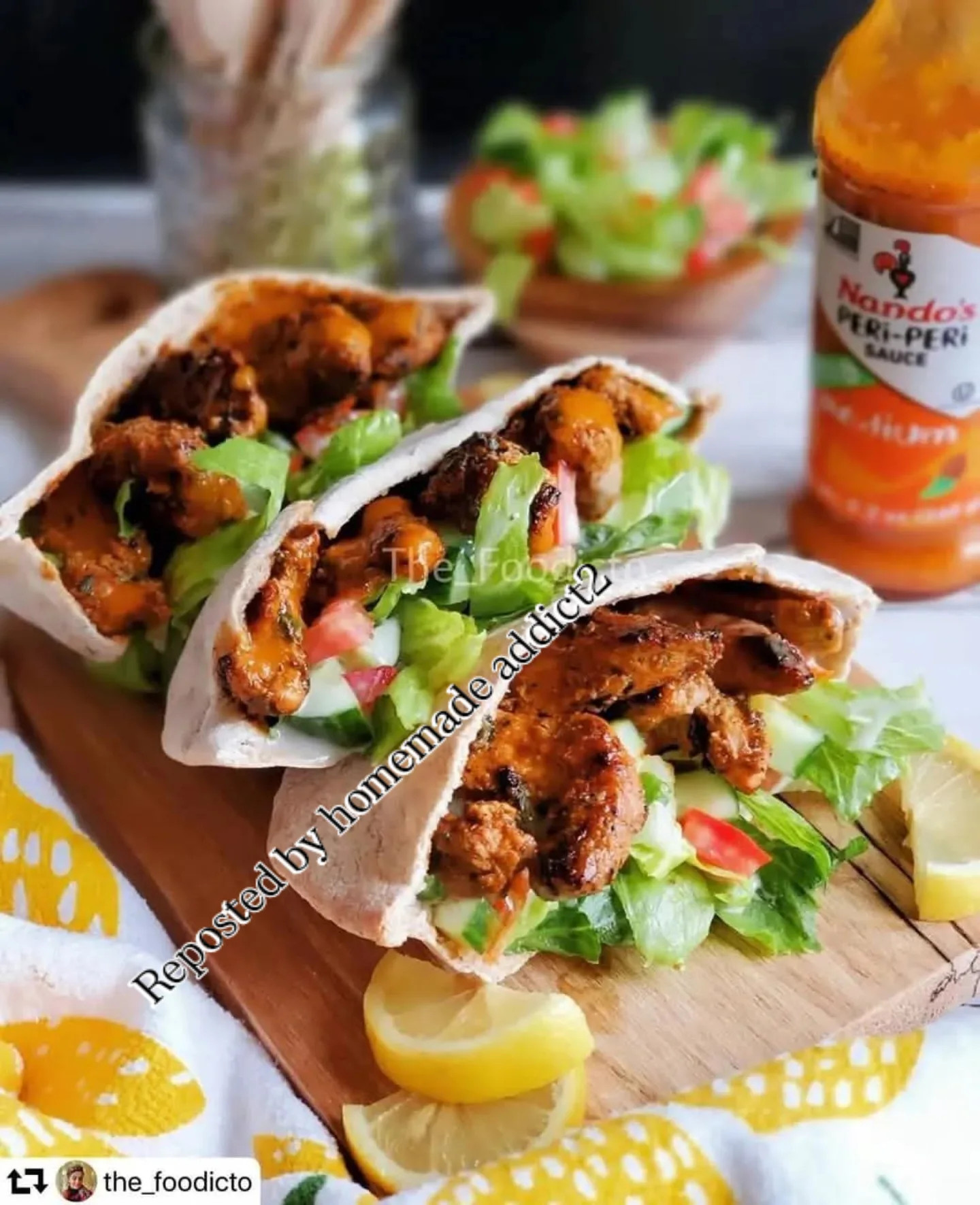 Peri-Peri Chicken Pita Wraps with Nando's Sauce and Fresh Salad