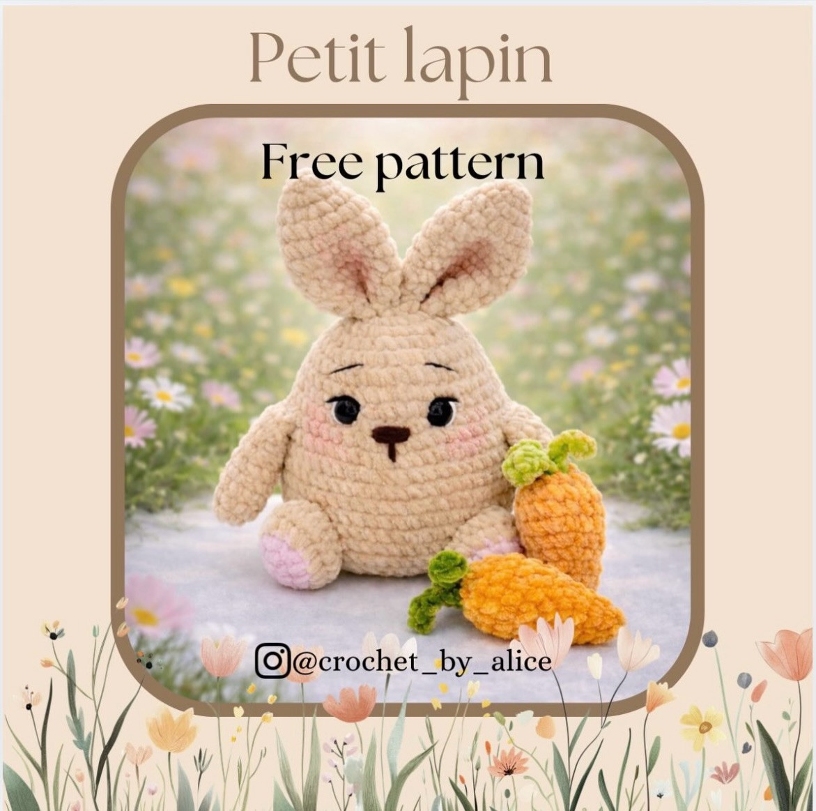 Petit lapin Free Pattern: Amigurumi Rabbit Crochet Tutorial with Carrots