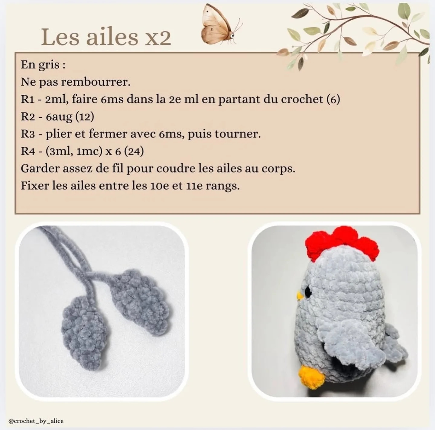 Petite Poule Free Pattern: Tutorial for Crocheting Cute Chick Amigurumi with Chenille Yarn