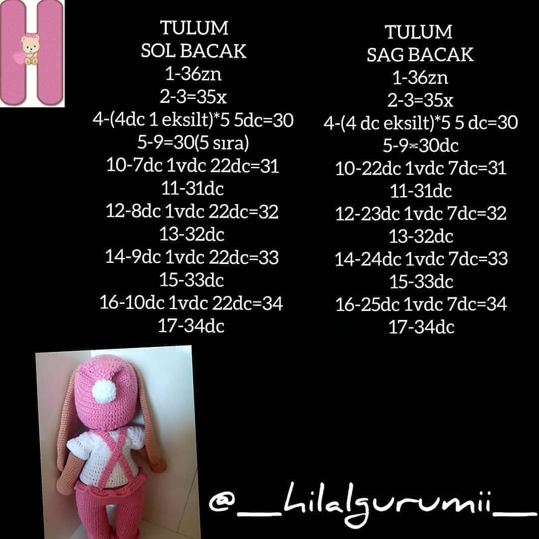 Ponçik Tavşan - Hướng dẫn chi tiết cách móc búp bê thỏ amigurumi màu hồng và kem