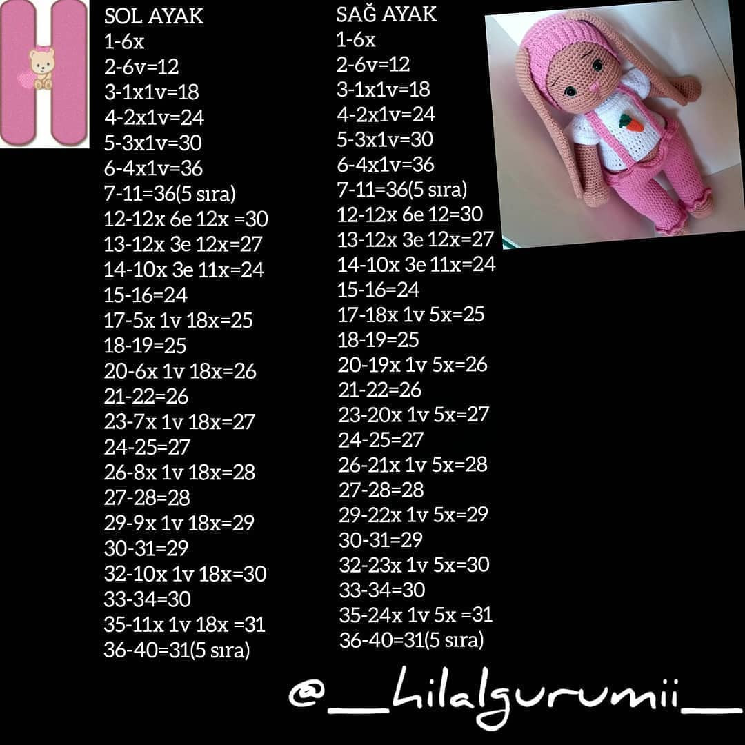 Ponçik Tavşan - Hướng dẫn chi tiết cách móc búp bê thỏ amigurumi màu hồng và kem