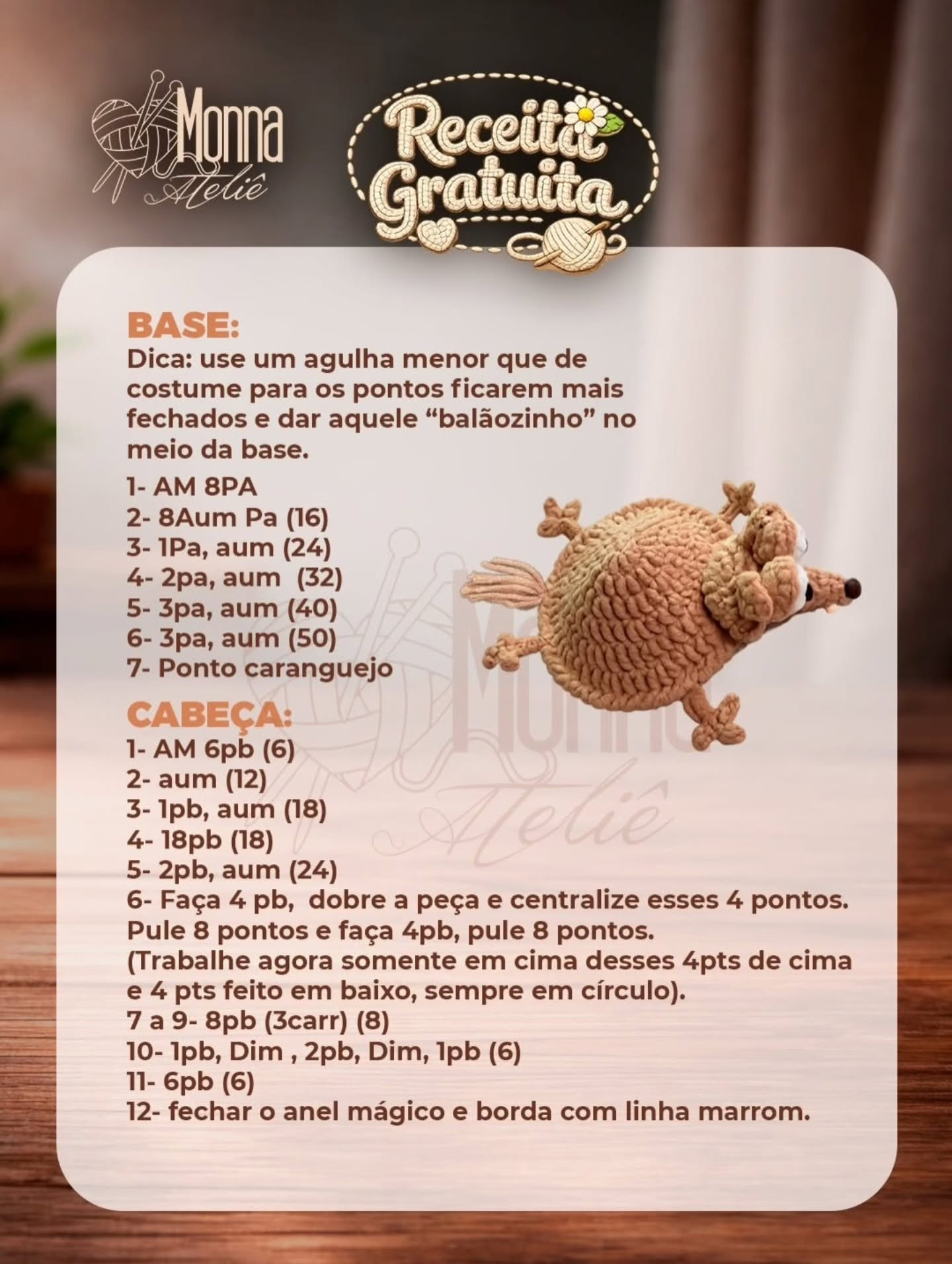 Porta Copo Scrat Era do Gelo - Receita Gratuita Amigurumi
