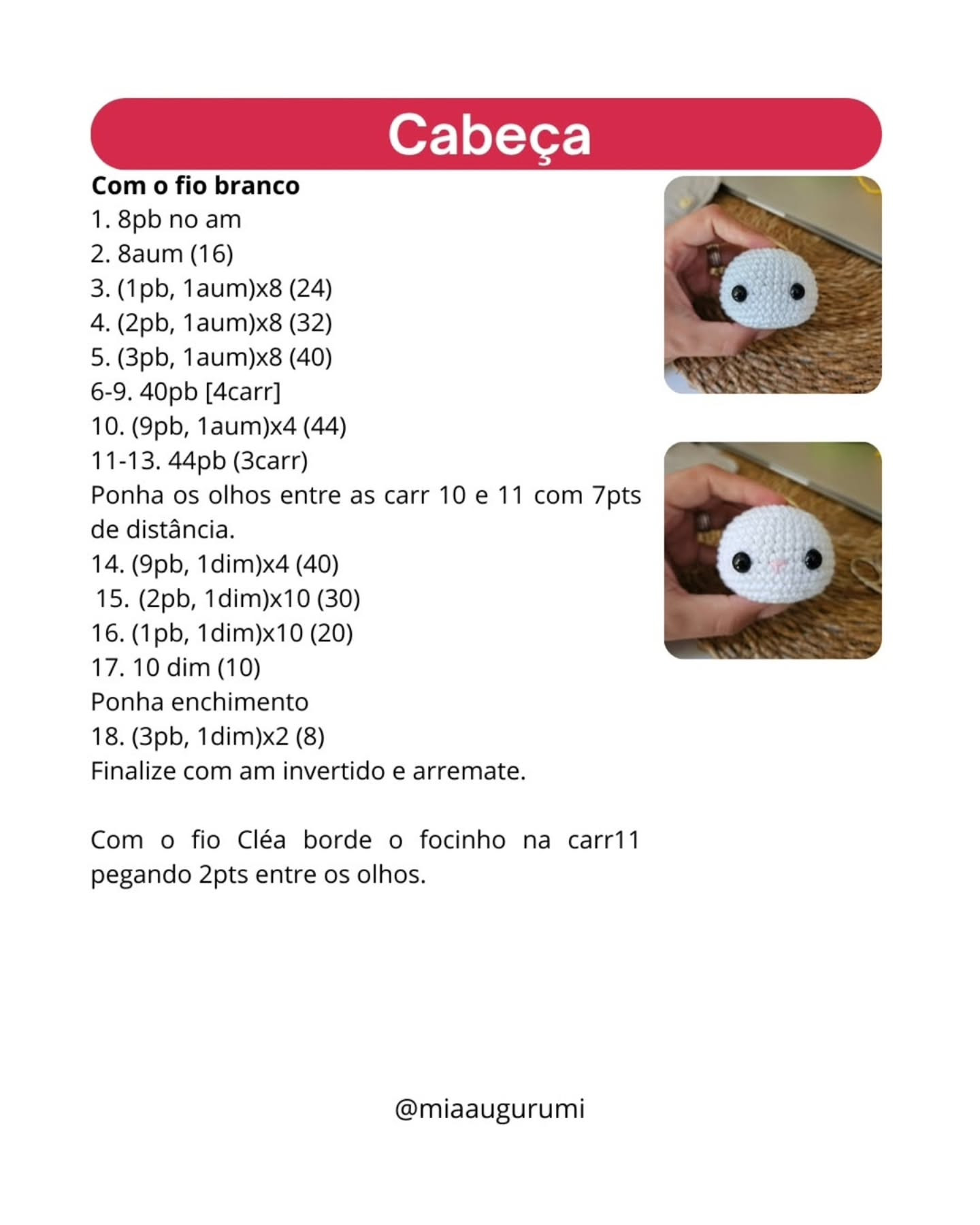 Pudim O bebê coelho: Receita Gratuita Amigurumi por Miaaugurumi - Clube dos Pontinhos Edição Verão