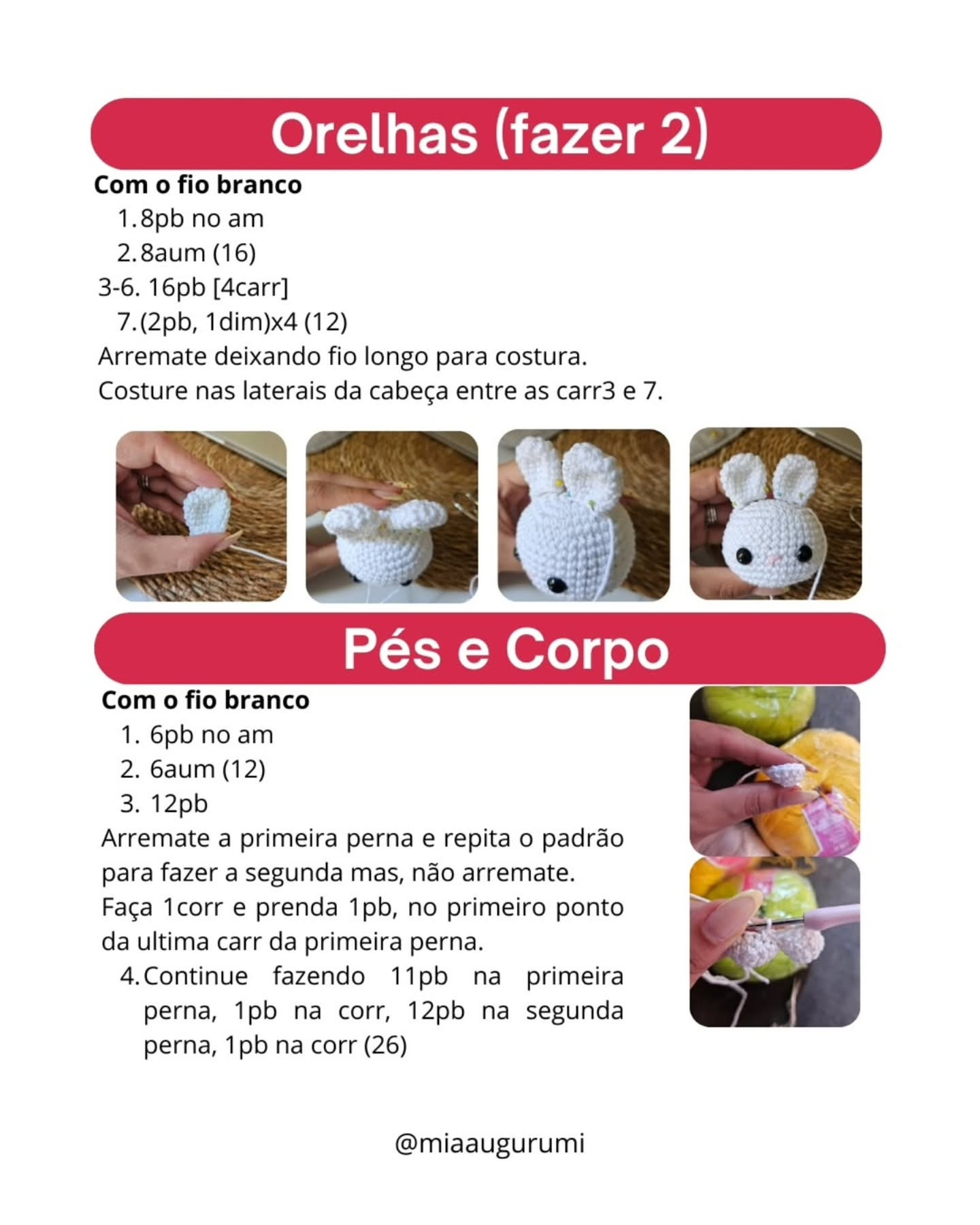 Pudim O bebê coelho: Receita Gratuita Amigurumi por Miaaugurumi - Clube dos Pontinhos Edição Verão