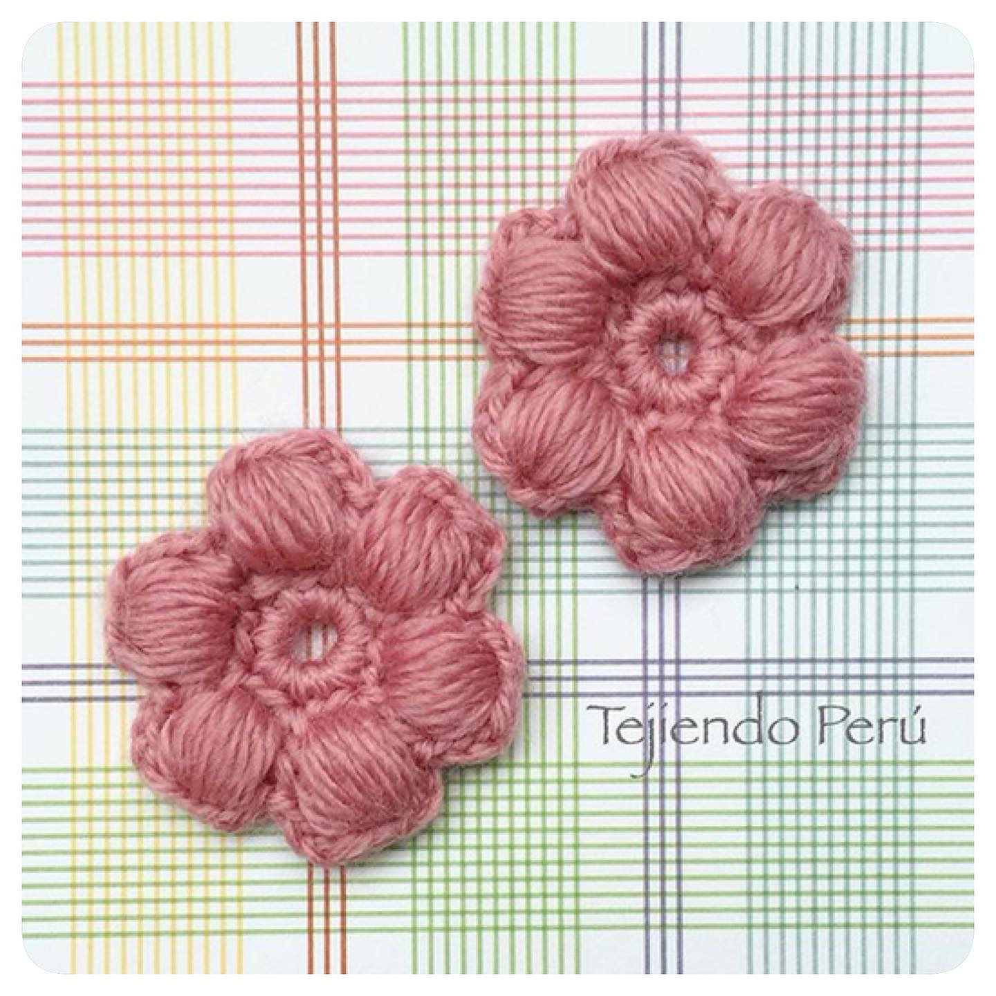 Puff stitch flower crochet pattern diagram with symbols and instructions