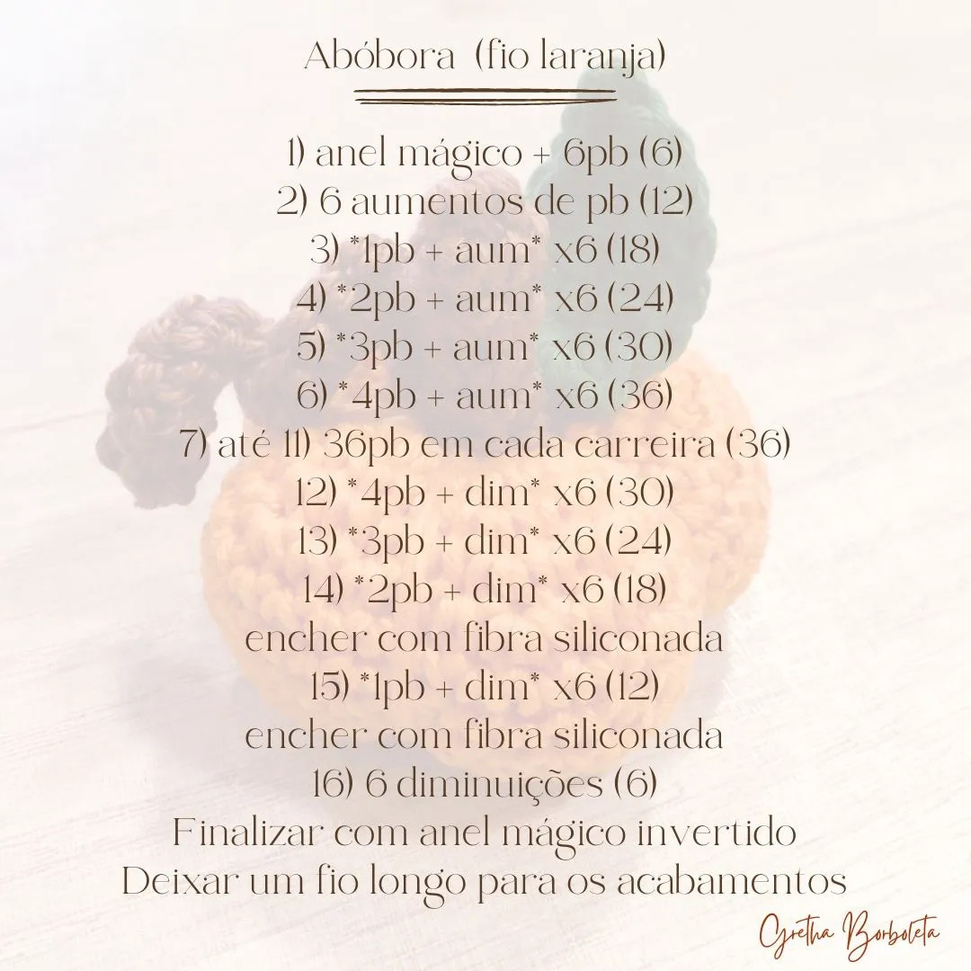 Receita Abóbora Halloween - Tutorial Passo a Passo de Crochê