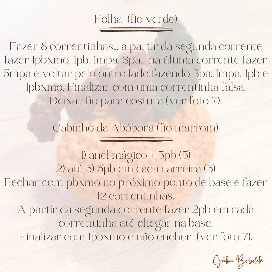 Receita Abóbora Halloween - Tutorial Passo a Passo de Crochê