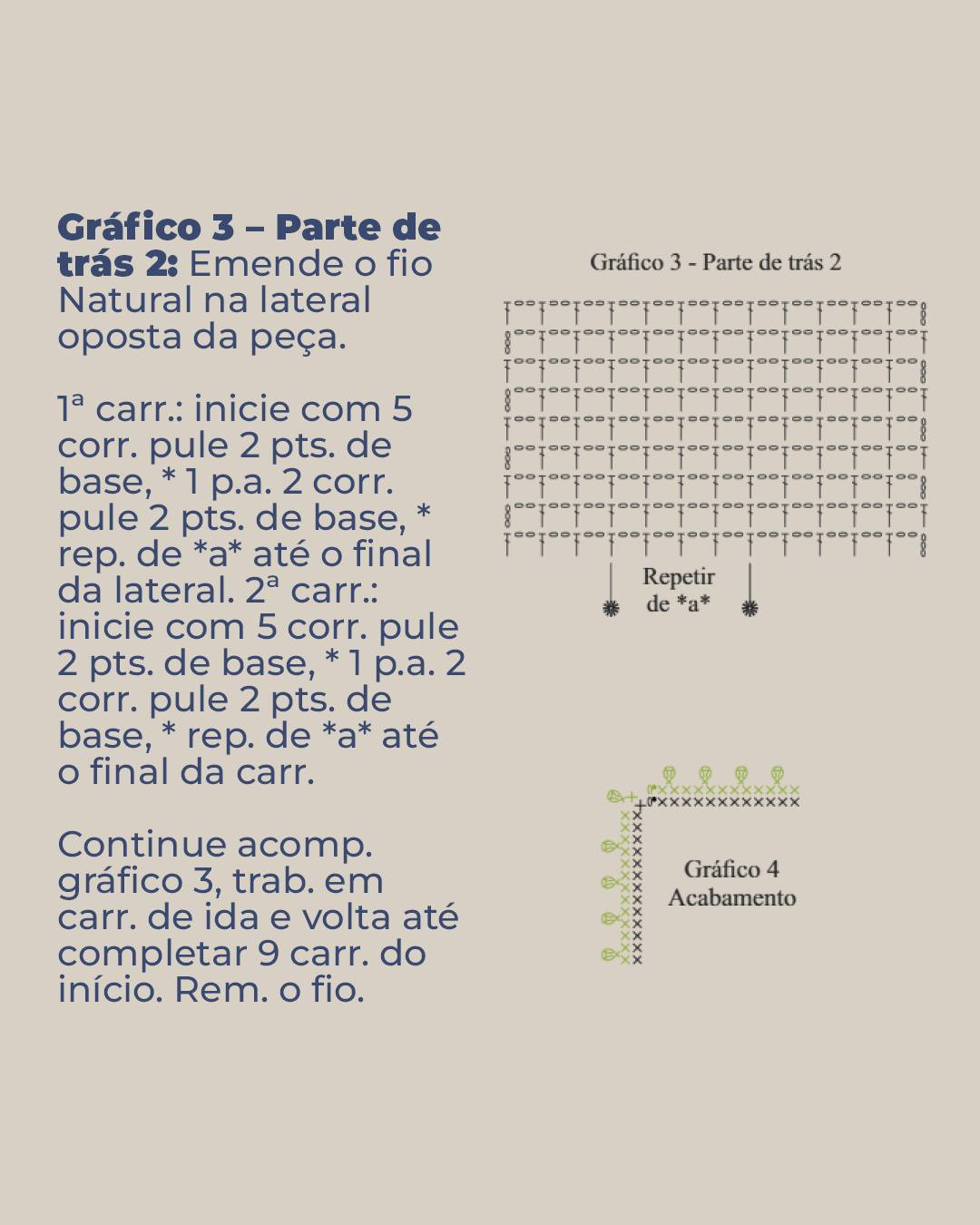 Receita de Almofada Natureza: Padrão Móc Len Geométrico Verde e Bege com Fio Barroco