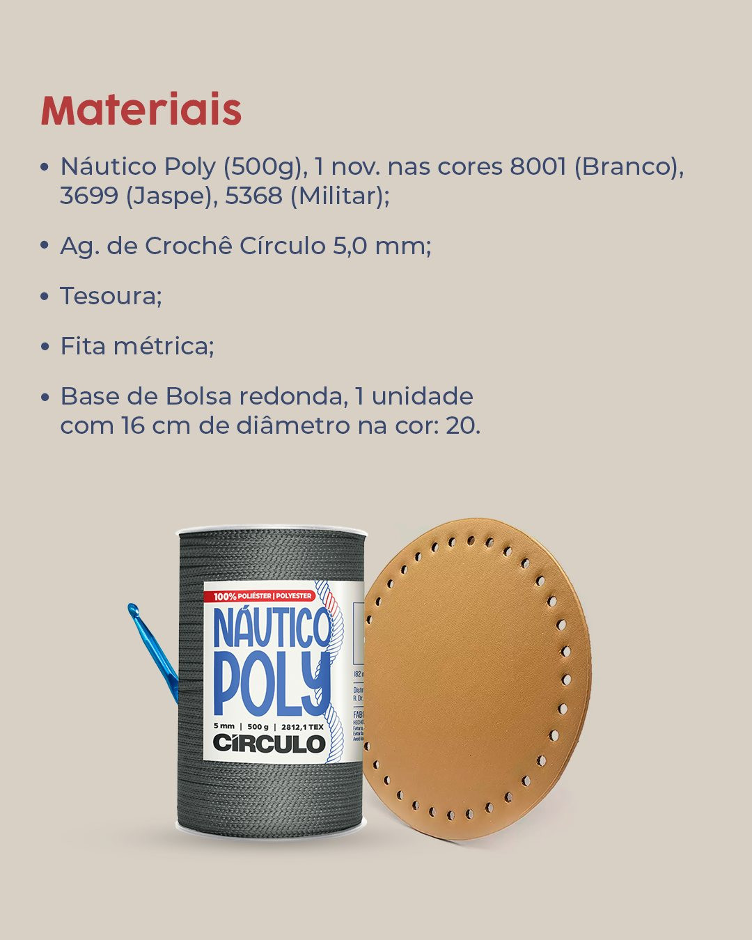 Receita de Cesto em Crochê com Fio Náutico Poly Branco e Vermelho