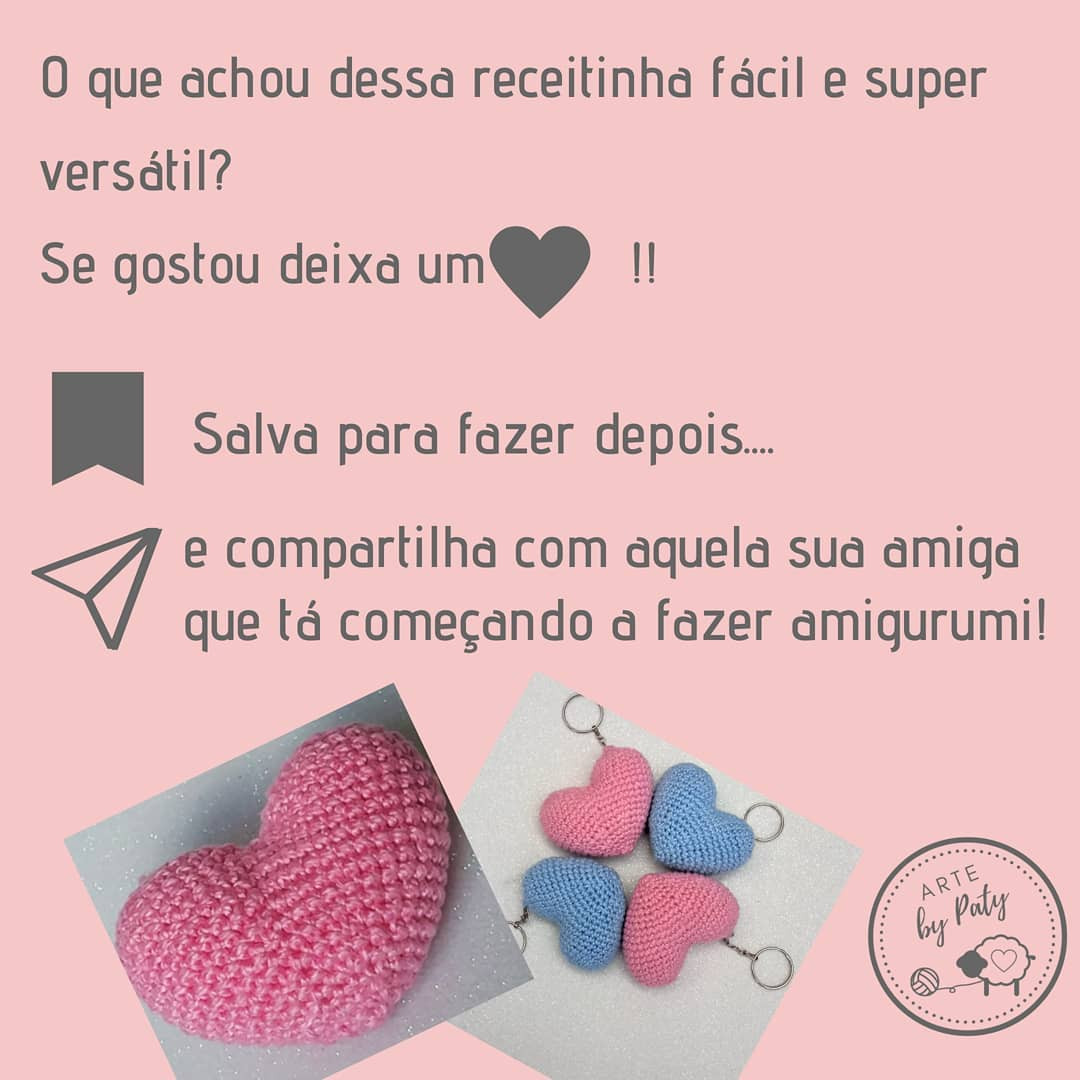 Receita de Coração de Crochê: Passo a passo completo para fazer um coração rosa fofinho