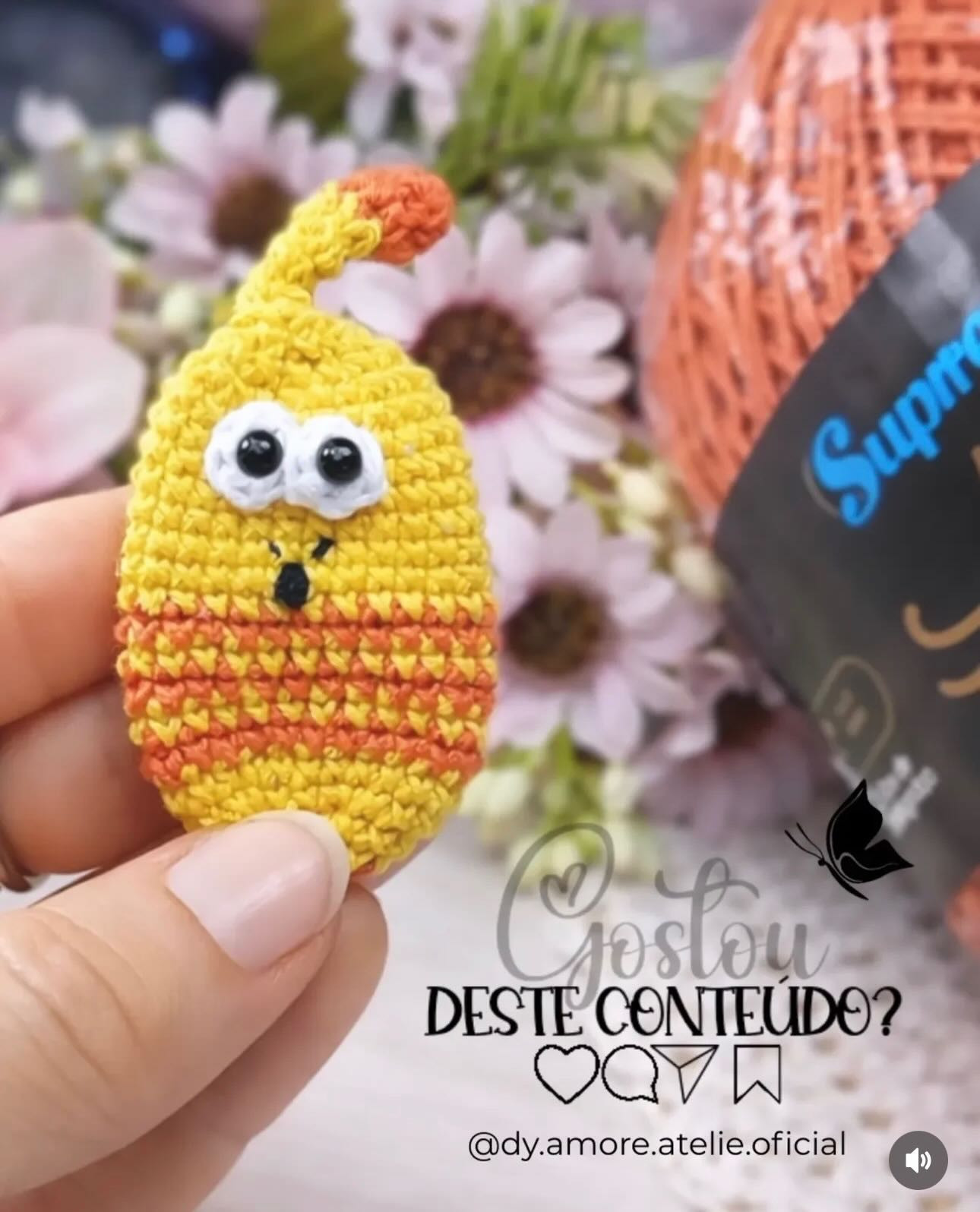 Receita Grátis Amigurumi Larva Tic Tac Amarelo e Laranja - Crochê Passo a Passo