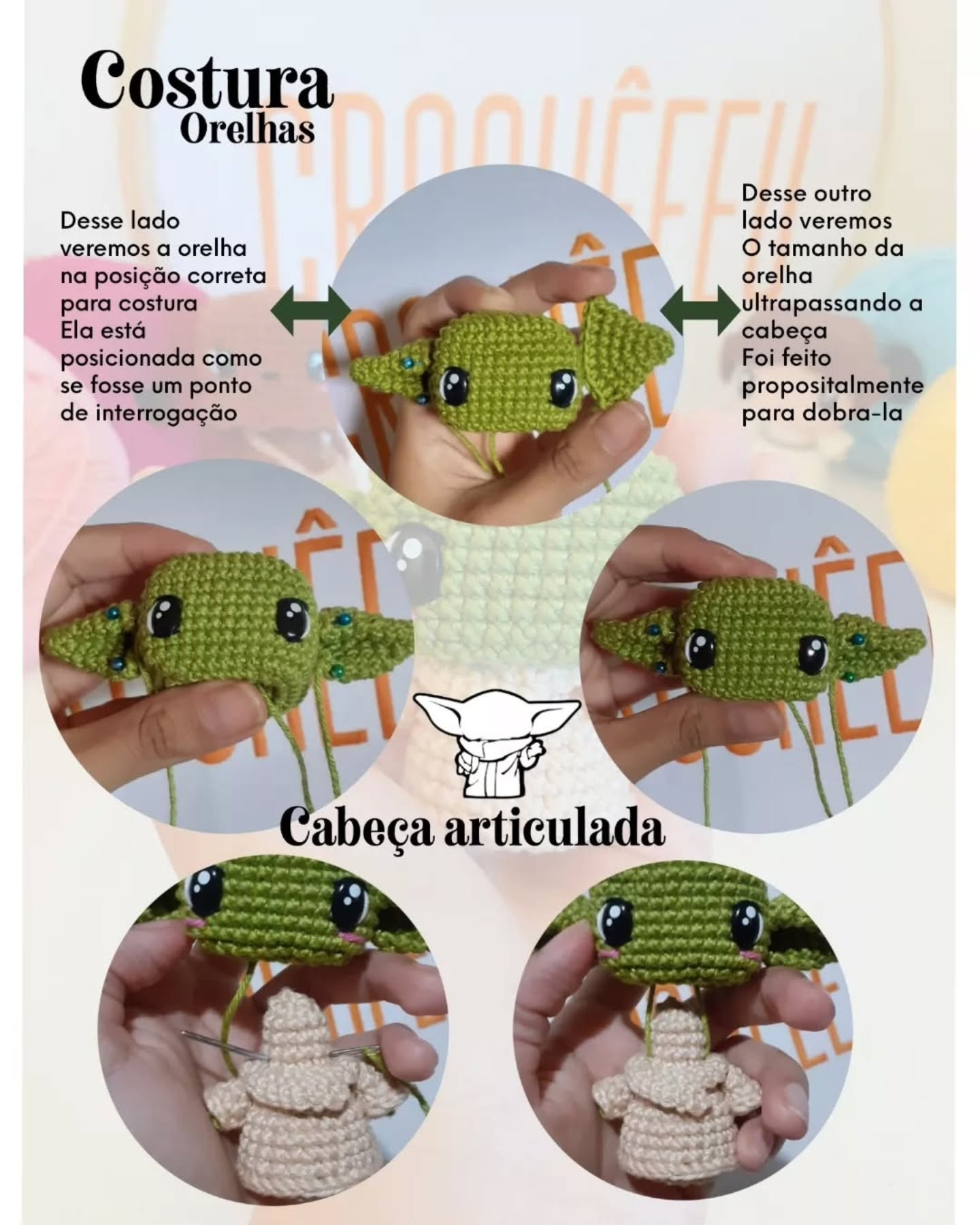 Receita grátis amigurumi Yoda: Guia completo de materiais e passo a passo para fazer o personagem verde Star Wars