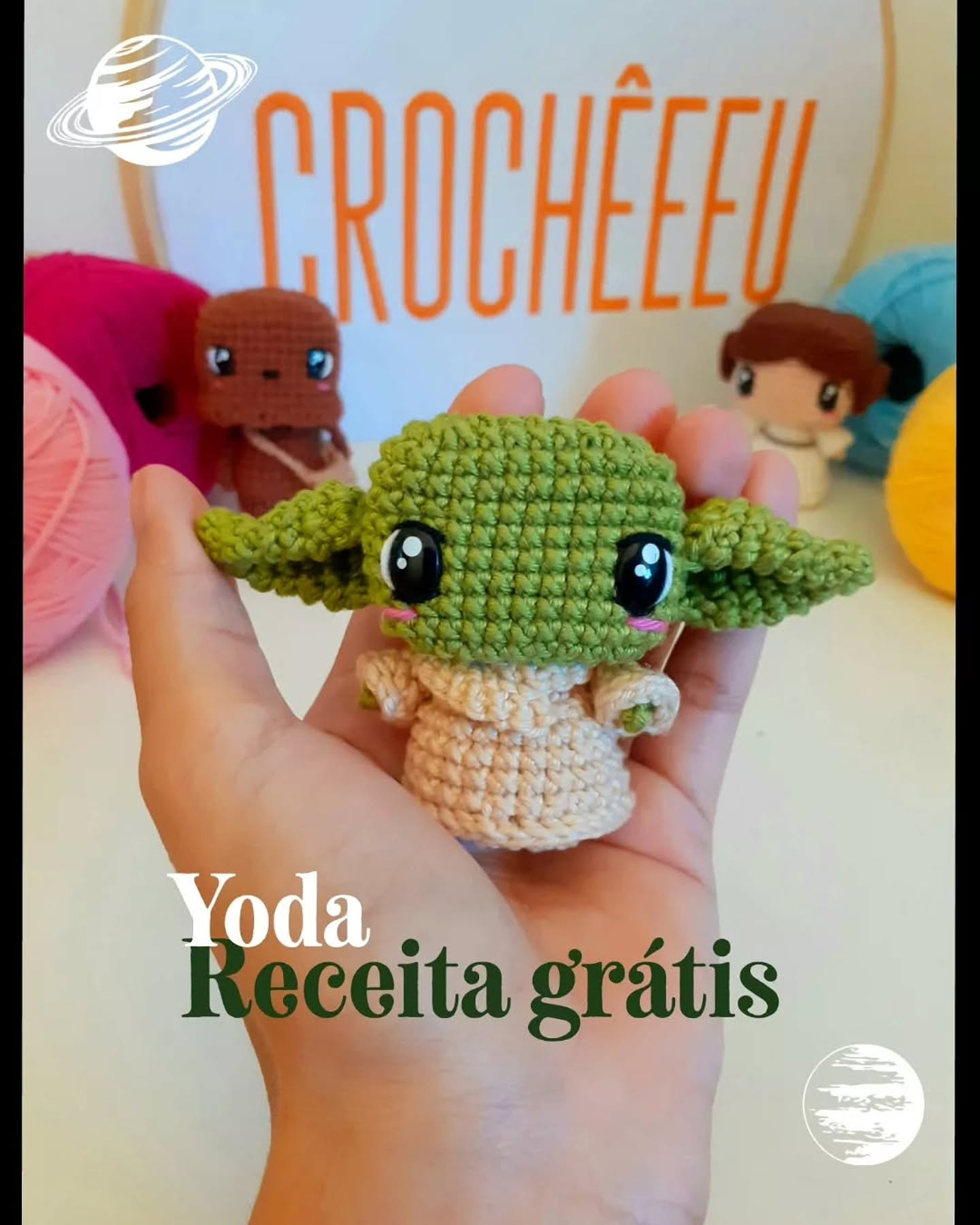 Receita grátis amigurumi Yoda: Guia completo de materiais e passo a passo para fazer o personagem verde Star Wars