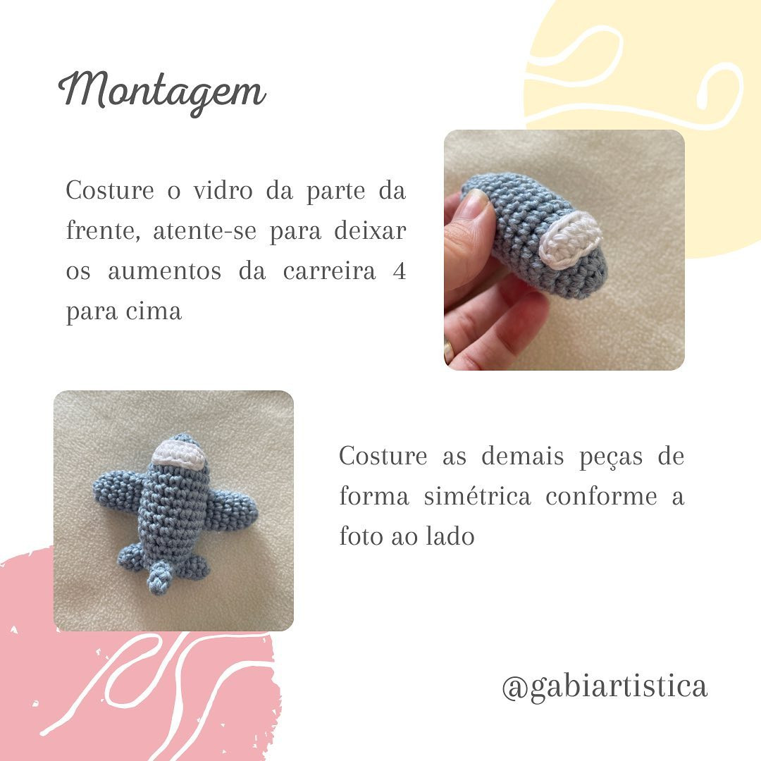 Receita Grátis Aviãozinho: Amigurumi Avião Azul Móc Len
