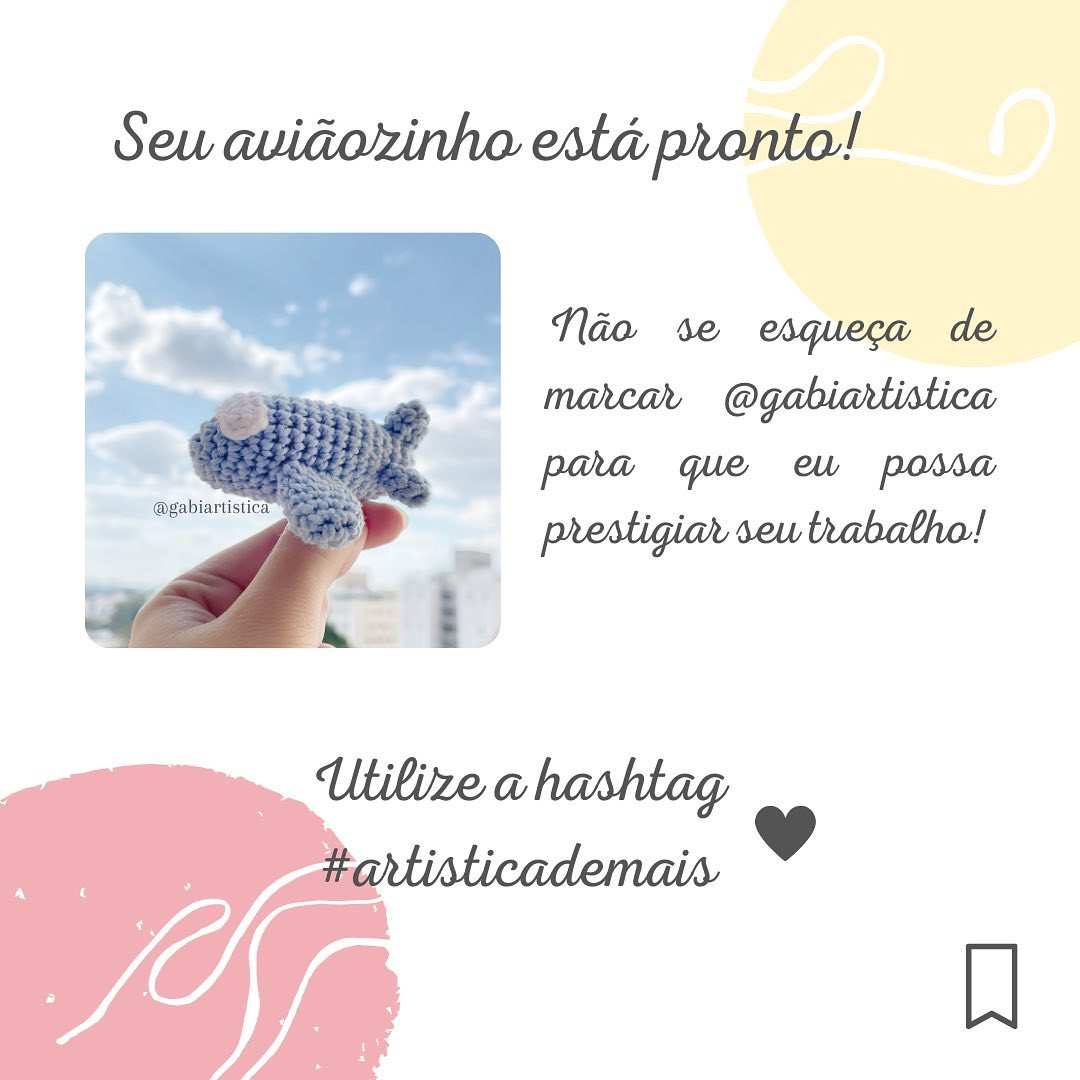 Receita Grátis Aviãozinho: Amigurumi Avião Azul Móc Len
