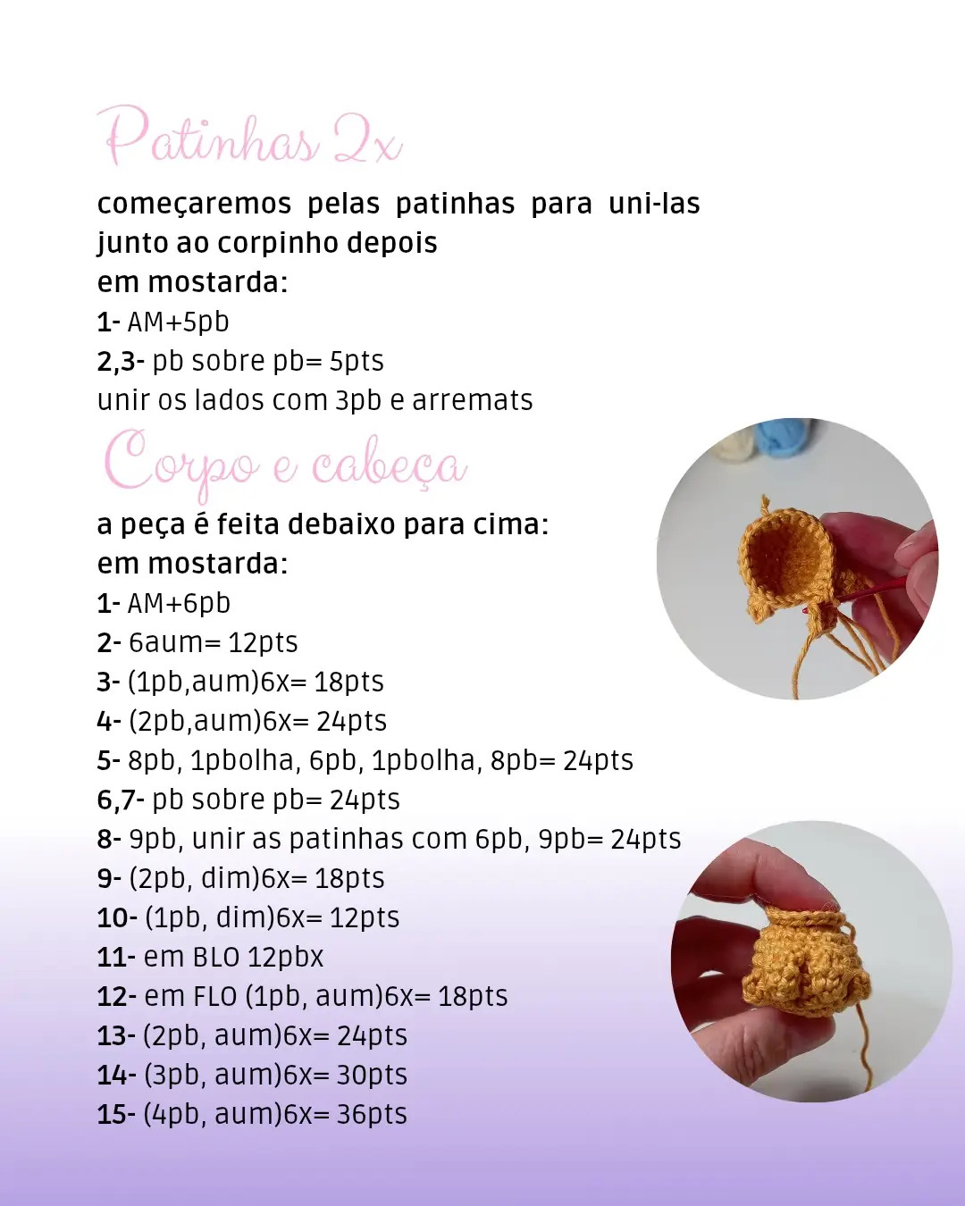 Receita grátis Caramelo - Mini cachorro amigurumi color mostarda, olhos grandes, tutorial passo a passo