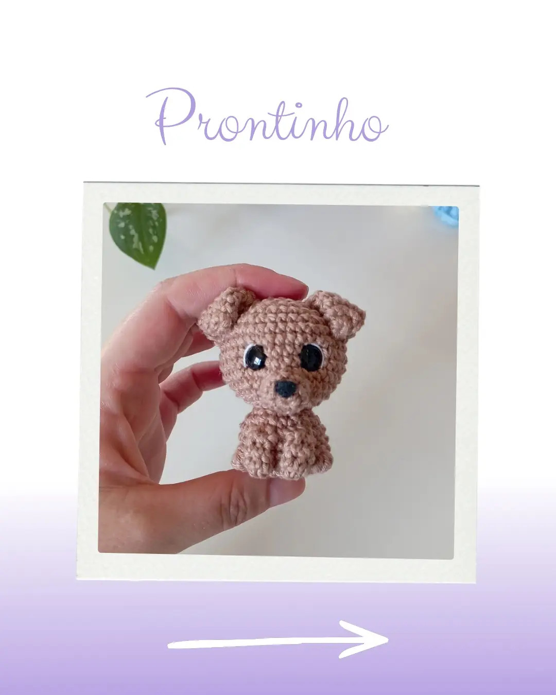 Receita grátis Caramelo - Mini cachorro amigurumi color mostarda, olhos grandes, tutorial passo a passo