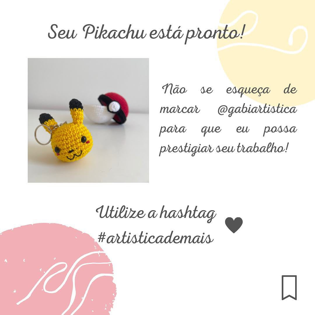 Receita Grátis: Chaveiro Pikachu Amigurumi (Parte 2) - Tutorial Completo