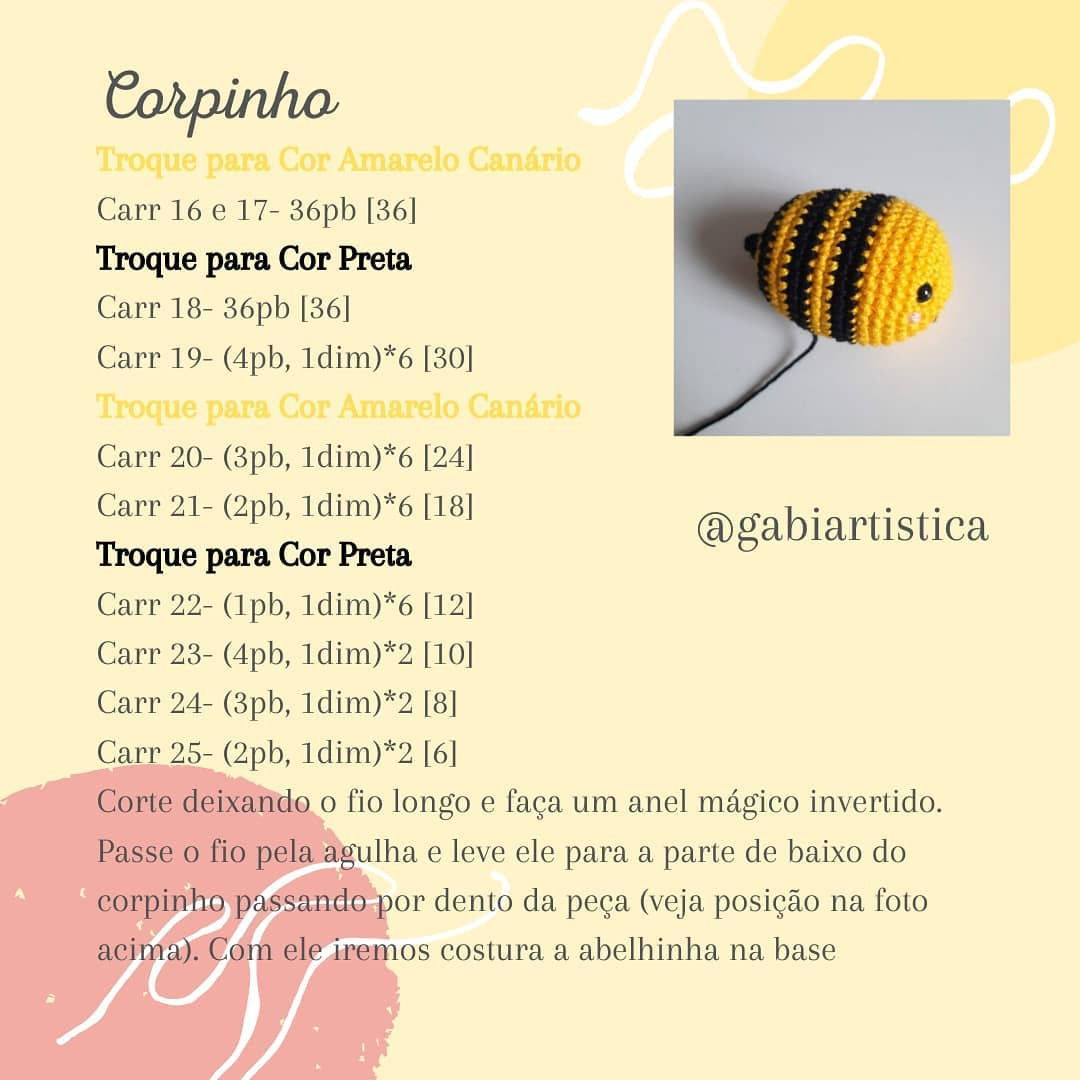 Receita Grátis: Chocalho Abelhinha Amigurumi - Guia Passo a Passo para Móc Len