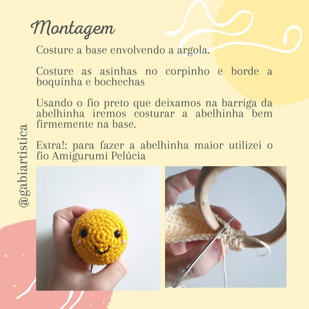 Receita Grátis: Chocalho Abelhinha Amigurumi - Guia Passo a Passo para Móc Len