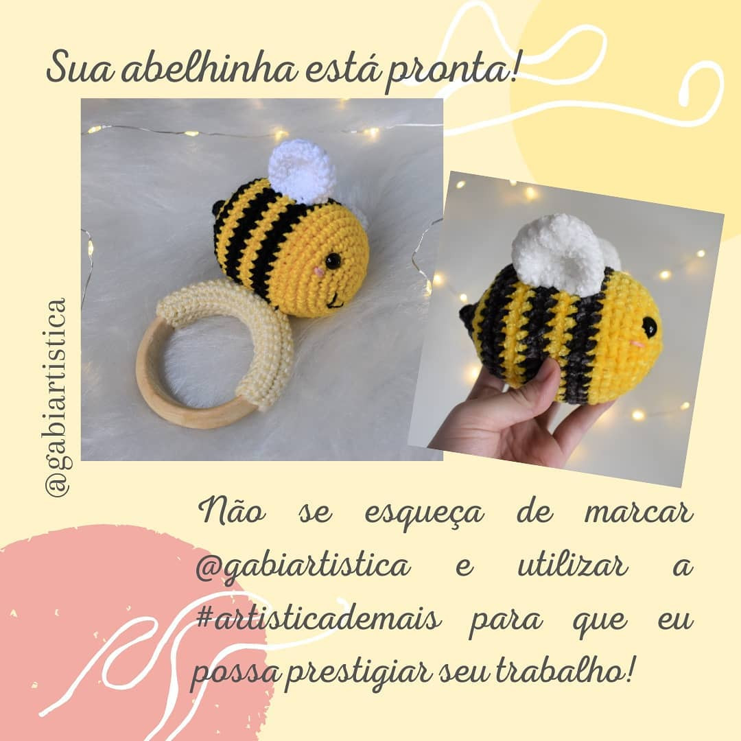 Receita Grátis: Chocalho Abelhinha Amigurumi - Guia Passo a Passo para Móc Len