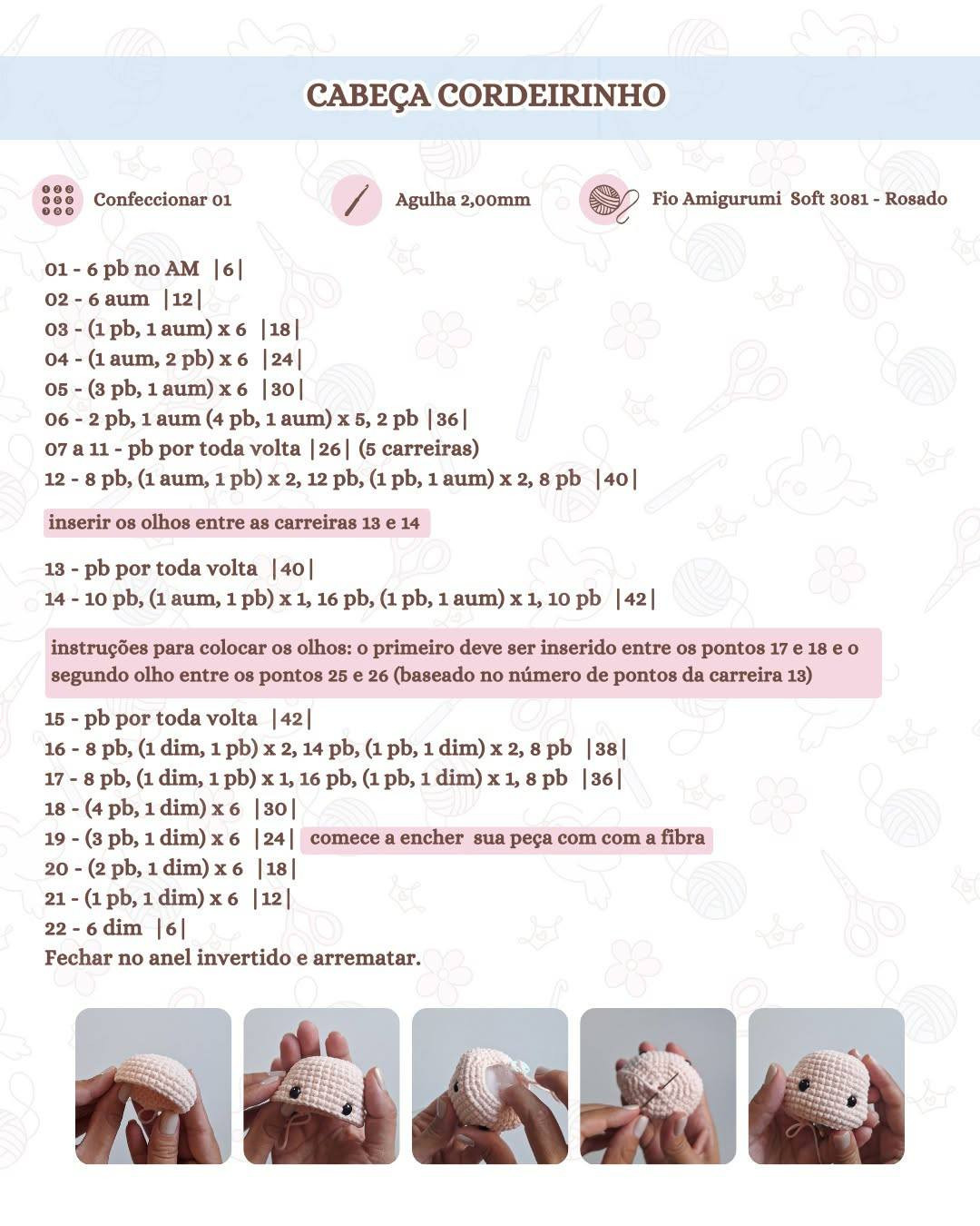 Receita Grátis Cordeirinho de Deus: Amigurumi Chaveiro e Tags para Imprimir
