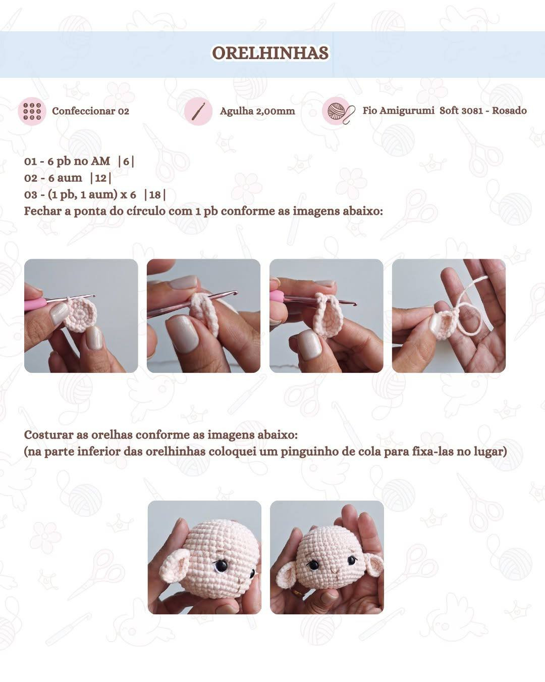 Receita Grátis Cordeirinho de Deus: Amigurumi Chaveiro e Tags para Imprimir