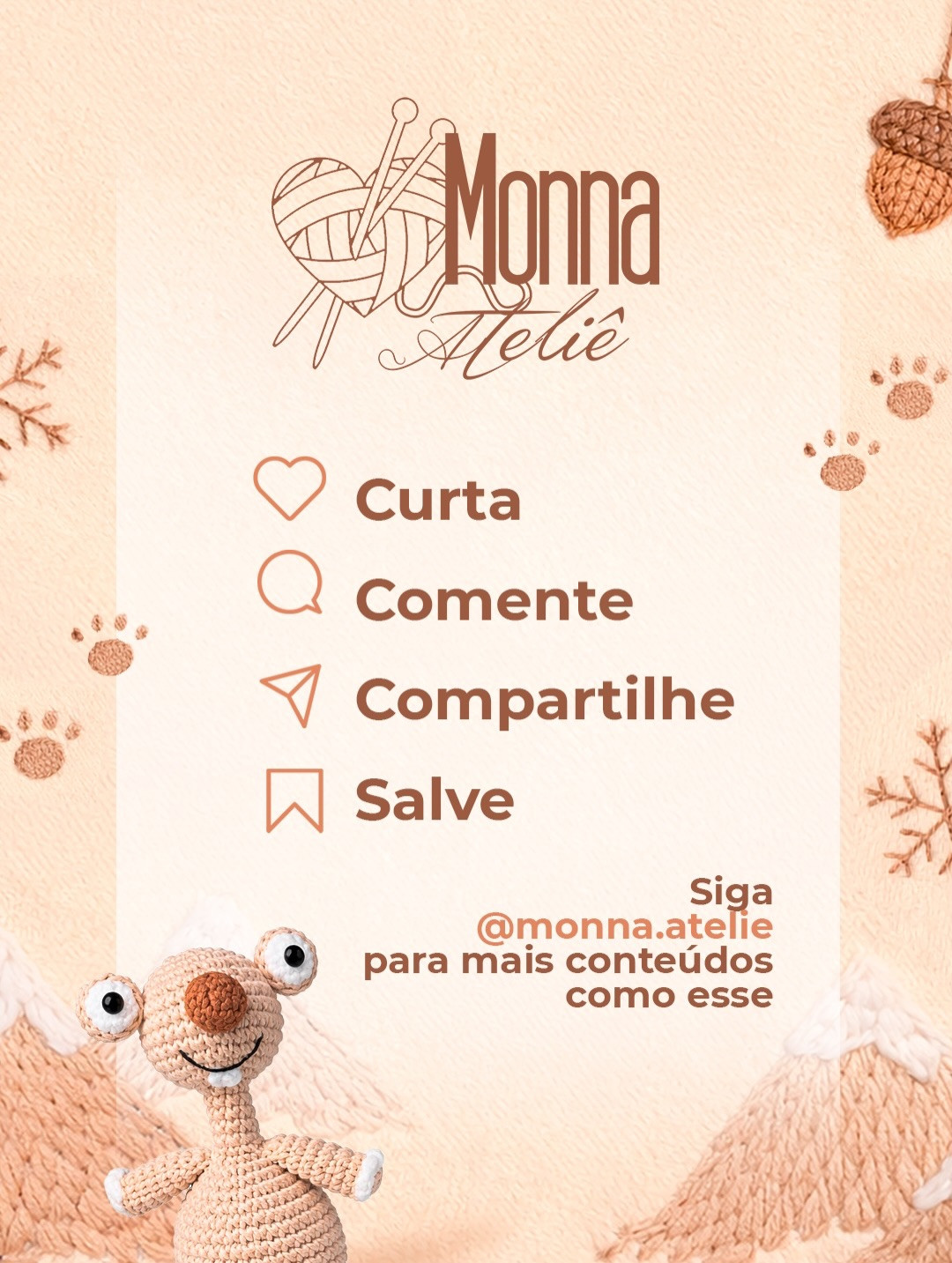 Receita Grátis de Amigurumi Sid Era do Gelo